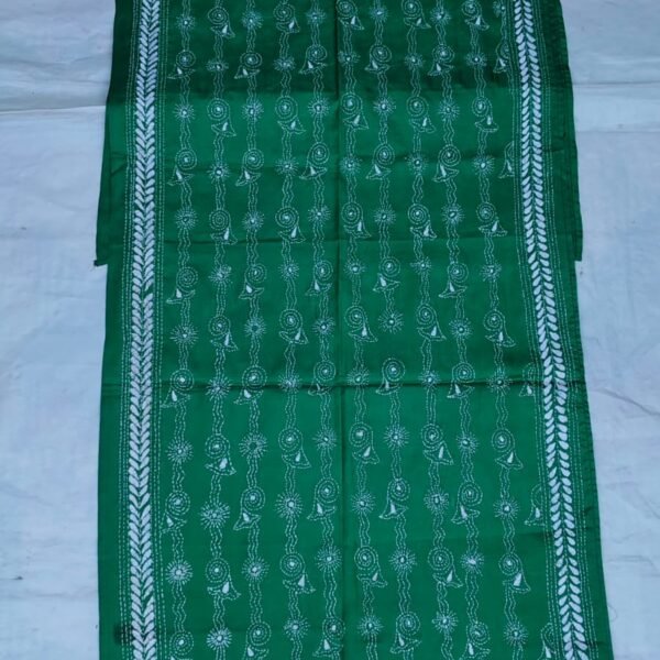Emerald Green Silk Kantha Stitch Stole