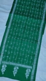 Emerald Green Silk Kantha Stitch Stole - Image 3