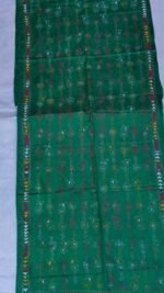 Forest Green Silk Kantha Stitch Stole – Floral Embroidery - Image 4