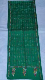 Forest Green Silk Kantha Stitch Stole – Floral Embroidery