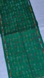 Forest Green Silk Kantha Stitch Stole – Floral Embroidery - Image 2