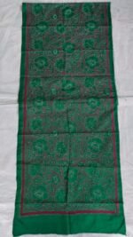 Green Silk Kantha Stole – Floral Vine Pattern