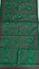 Green Silk Kantha Stole – Floral Vine Pattern - Image 4