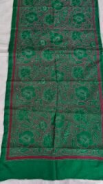 Green Silk Kantha Stole – Floral Vine Pattern - Image 5