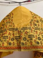 Handmade Yellow Silk Kantha Stitching Blouse Material