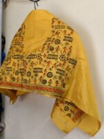 Handmade Yellow Silk Kantha Stitching Blouse Material - Image 3
