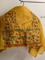 Handmade Yellow Silk Kantha Stitching Blouse Material - Image 4
