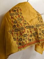 Handmade Yellow Silk Kantha Stitching Blouse Material - Image 2