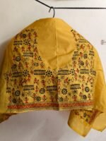 Handmade Yellow Silk Kantha Stitching Blouse Material - Image 5
