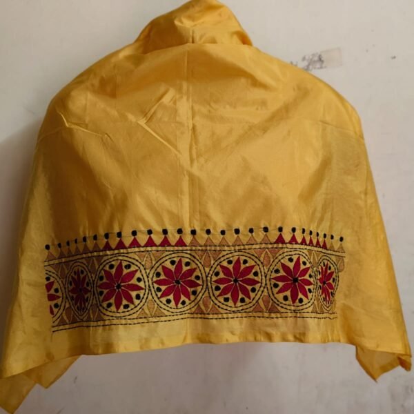 Handmade Yellow Silk Kantha Blouse Material