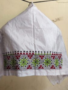 Handmade White Silk Kantha Blouse Material