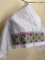 Handmade White Silk Kantha Blouse Material - Image 4