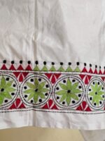Handmade White Silk Kantha Blouse Material - Image 2