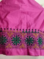Pink Silk Kantha Blouse Material Fabric Floral Round Border - Image 3