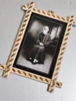 Vintage Wooden Wall Frame with Seated Portrait of Rabindranath Tagore - Image 3