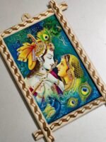 Colorful Wooden Wall Frame with Radha Krishna Divine Love Portrait - Image 2