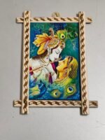 Colorful Wooden Wall Frame with Radha Krishna Divine Love Portrait - Image 3