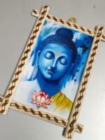 Blue Buddha Portrait in Handcrafted Wooden Wall Frame – Peace & Meditation Art - Image 3