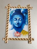 Blue Buddha Portrait in Handcrafted Wooden Wall Frame – Peace & Meditation Art - Image 4