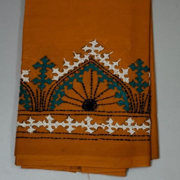 Gujarati Kantha Stitch Blouse Material For Women mustard yellow