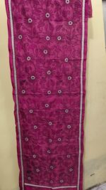 Pink Purple mix Silk Kantha Stitch Stole – Geometric Patterning - Image 4