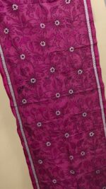 Pink Purple mix Silk Kantha Stitch Stole – Geometric Patterning - Image 2