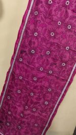 Pink Purple mix Silk Kantha Stitch Stole – Geometric Patterning - Image 3