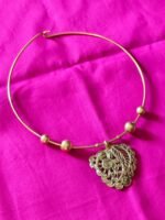 Handcrafted Dokra Hasuli Necklace | Intricate Tribal Brass Pendant - Image 3