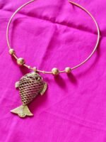 Handcrafted Dokra Fish Pendant Necklace | Tribal Brass Hasuli Jewellery - Image 3