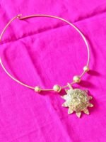 Handcrafted Dokra Sun Face Pendant Necklace | Hasuli in Brass - Image 2