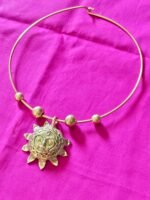 Handcrafted Dokra Sun Face Pendant Necklace | Hasuli in Brass - Image 3