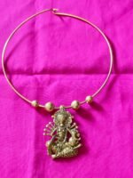 Handcrafted Dokra Saraswati Pendant Necklace | Tribal Brass Hasuli Jewellery