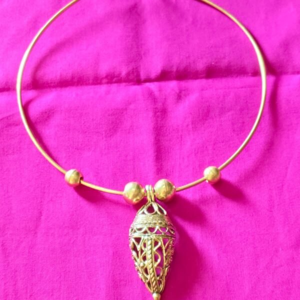 Handcrafted Dokra Pendant Necklace | Tribal Brass Hasuli