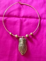 Handcrafted Dokra Shell Motif Pendant Necklace | Tribal Brass Hasuli