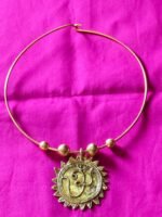 Handcrafted Dokra Om Pendant Necklace | Spiritual Tribal Hasuli Jewellery in Brass - Image 4