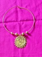 Handcrafted Dokra Om Pendant Necklace | Spiritual Tribal Hasuli Jewellery in Brass