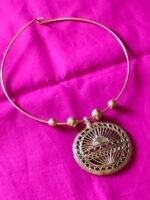 Handcrafted Dokra Rising Sun Pendant Necklace | Tribal Brass Hasuli Jewellery - Image 3