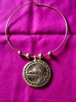 Handcrafted Dokra Rising Sun Pendant Necklace | Tribal Brass Hasuli Jewellery