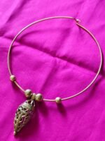 Handcrafted Dokra Pendant Necklace | Tribal Brass Hasuli - Image 3