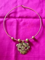 Dokra Hasuli Floral with leaf motif Necklace | Tribal Brass Jewellery - Image 4