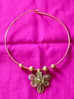 Dokra Hasuli Floral with leaf motif Necklace - Image 2