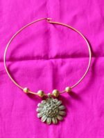 Handcrafted Dokra Hasuli Floral with leaf motif Necklace