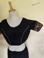 Cotton Kantha Stitch Ready Blouse – Black - Image 2