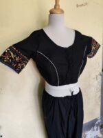 Cotton Kantha Stitch Ready Blouse – Black - Image 3