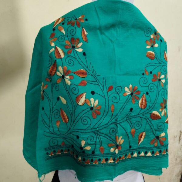 Handcrafted Kantha Stitch Cotton Blouse Piece – Green