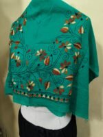 Handcrafted Kantha Stitch Cotton Blouse Piece – Green - Image 2
