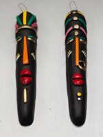Handcrafted Black Terracotta Tribal Couple Mask – Male & Female (Set of 2)