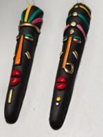 Handcrafted Black Terracotta Tribal Couple Mask – Male & Female (Set of 2) - Image 4