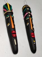 Handcrafted Black Terracotta Tribal Couple Mask – Male & Female (Set of 2) - Image 3