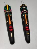 Handcrafted Black Terracotta Tribal Couple Mask – Male & Female (Set of 2) - Image 2